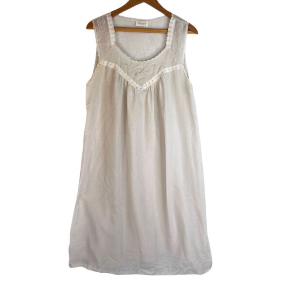Barbizon VTG Nightgown Nightie Sleeveless Embroidered Lace Trim Size Large Boho - Picture 1 of 9